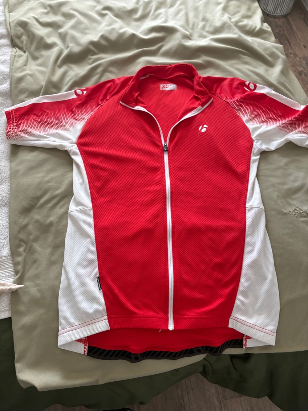Red & White Cycling Jersey -Mens Lightweight Zip Front